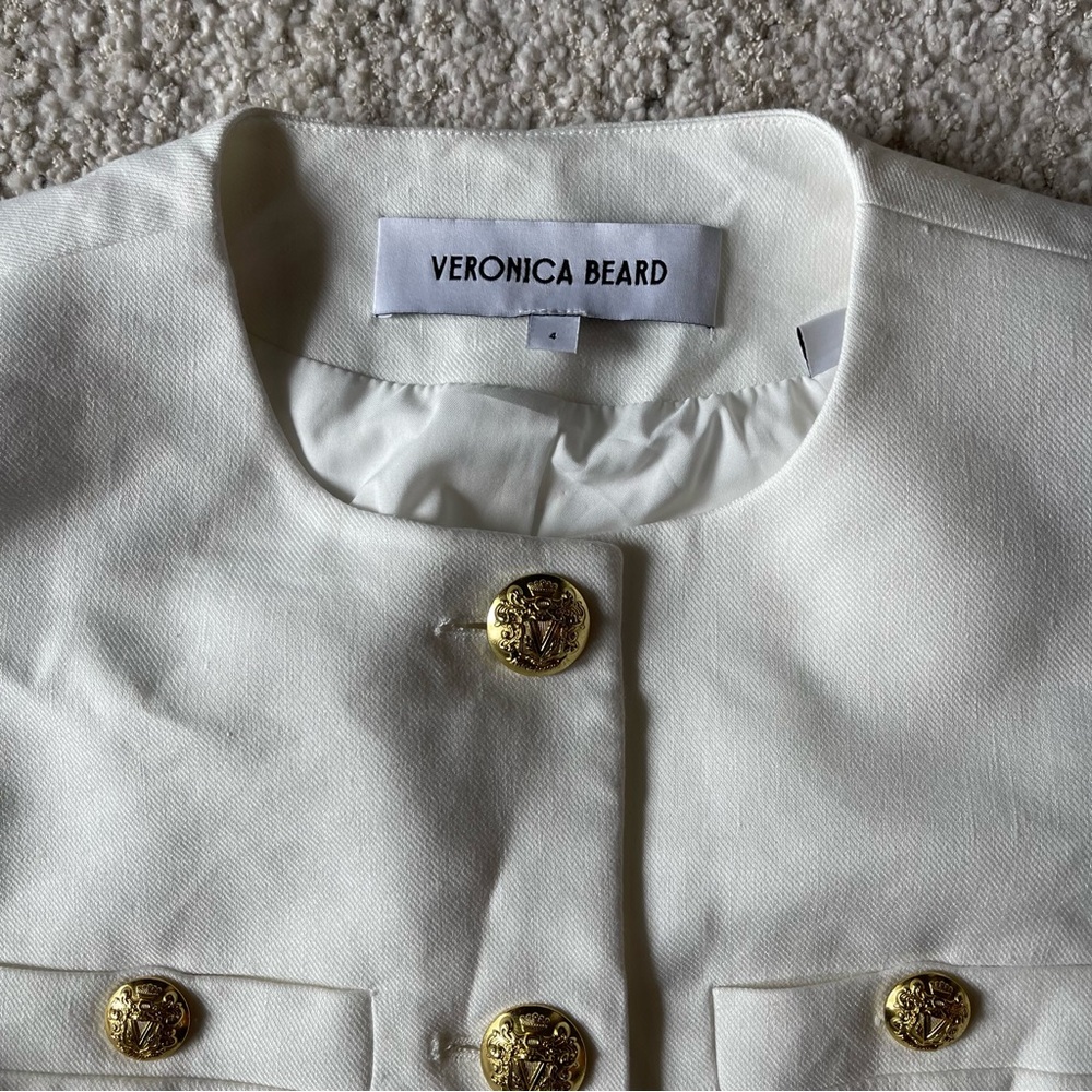 ✨NWT ✨ Veronica Beard Tamara Linen Vest Off-White Single-Breasted Split-Hem Vest - Picture 6 of 12